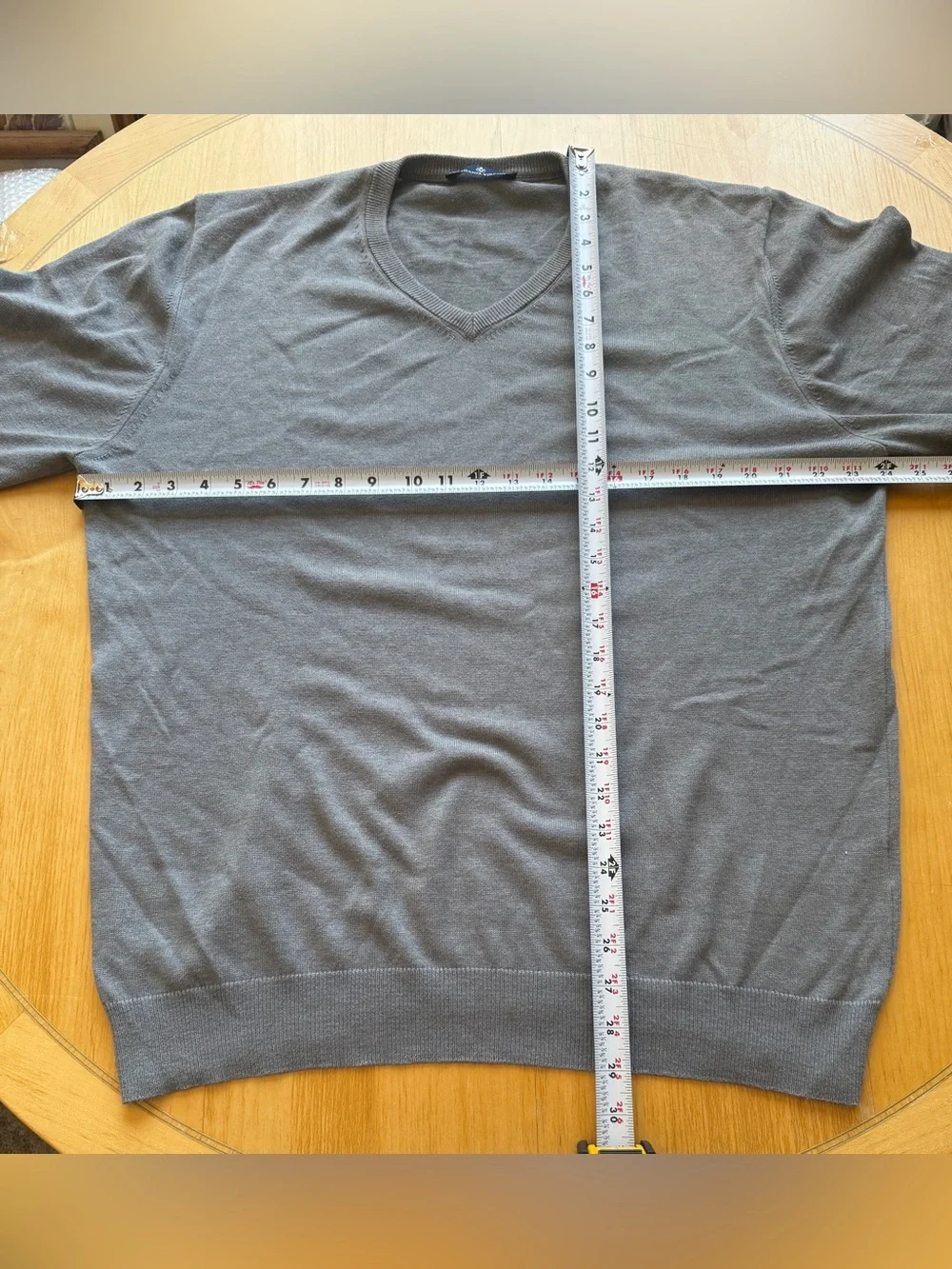 Luciano Visconti 100% Merino Wool V Neck Sweater Gray Men’s XL Lightweight